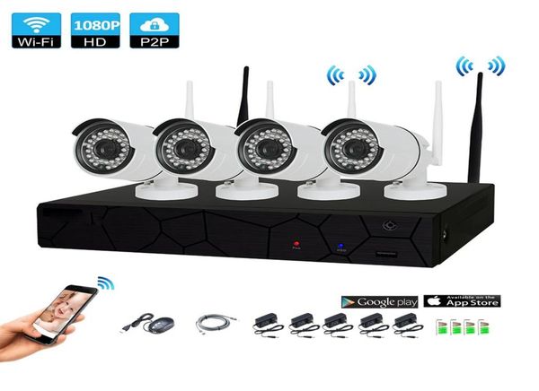 

4ch home wireless cctv security system 1080p nvr 4pcs 20mp ir outdoor p2p wifi ip cctv security camera system surveillance kit9970229