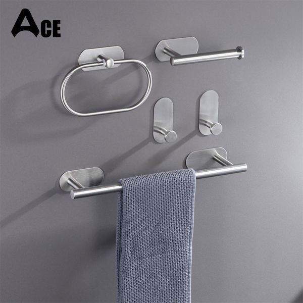 

parkas bath towel bar 304 stainless steel towel rack towel ring toilet paper holder brushed gold bathroom hardware accessories set, Black