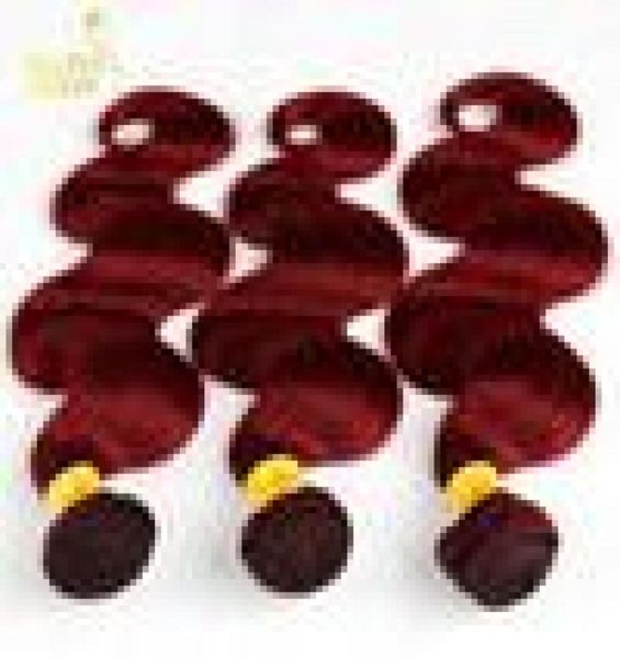 

burgundy malaysian body wave hair grade 8a malaysian virgin hair weave bundles 34pcs wine red 99j remy human hair extensions tang7409103, Black