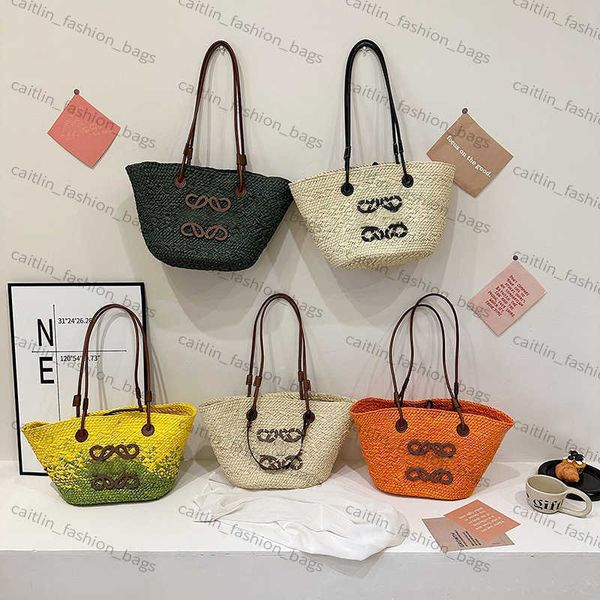 

women's fashion anagram basket bag designer handwoven body open beach handbag luxury summer beach tote weave shoulder bags caitlin_fash