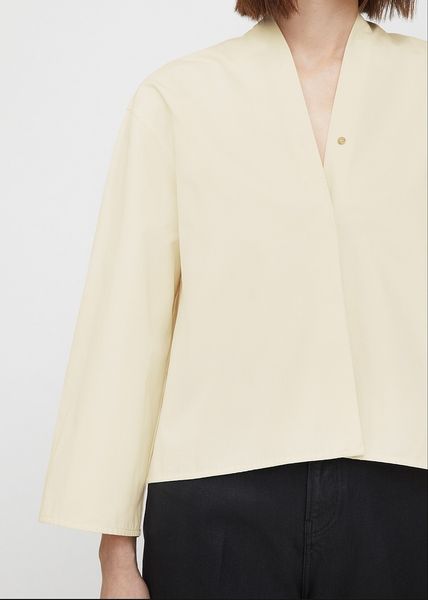 

23-to*tem loose deconstructed v-neck organic cotton versatile design short shirt jacket for women, White