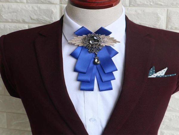

bow ties gentleman business wedding club party shirt necktie ribbon tie cravat british handmade groom bling rhinestone crystal bow9549440, Black;gray