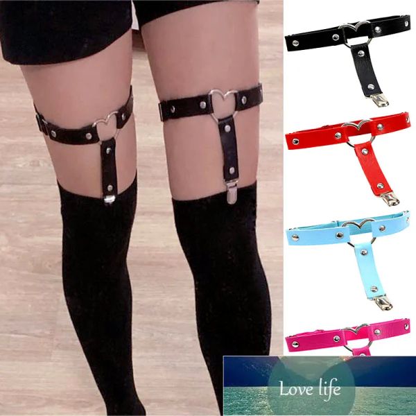 

women punk heart pu leather garter belt harajuku elasticity body harness tight suspender strap leg harness bondage belts, Silver