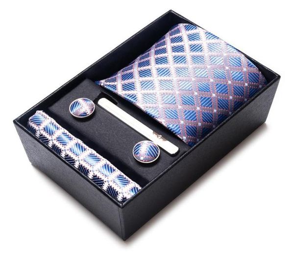 

bow ties festive gift tie hanky pocket squares cufflink set clip necktie box sky blue plaid male lover39s daybow4397287, Black;gray