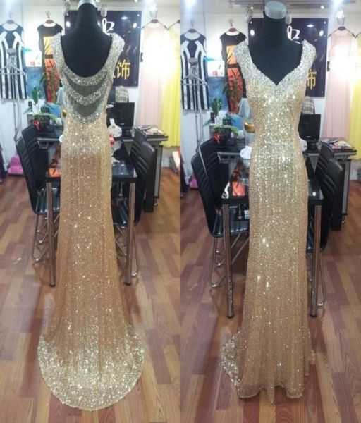 

sheer back gold sequined mermaid prom dresses 2018 long backless evening dress dazzling crystal formal party gowns rea3683596, Black