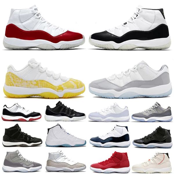 

jumpman 11 basketball shoes retro 11s cherry cool midnight navy dmp jubilee 25th anniversary concord bred low cement grey men women sports t, Black