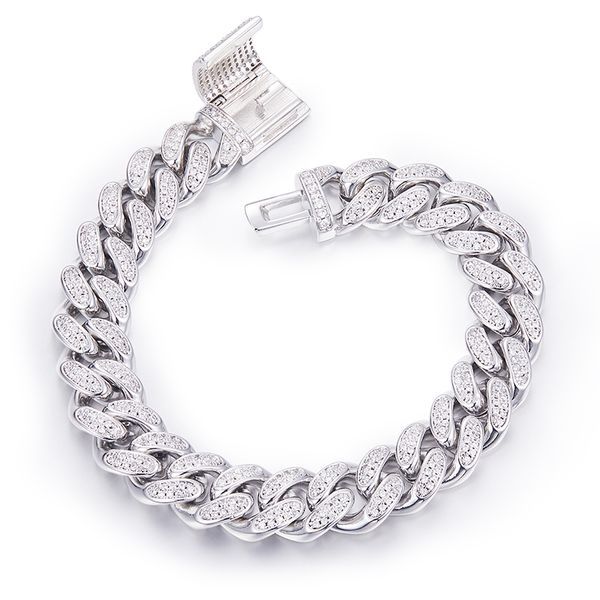 

designer jewelry cuban chain 12mm designer necklace designer bracelet cuban link 925 silver mounted with moissanite for men women hip hop je
