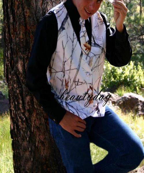 

2020 casual new camo groom vests for country wedding party hunter men camouflage slim fit mens attire 2 piece set vesttie c4019838, Black
