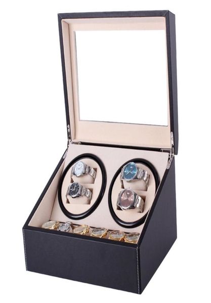 

mechanical watch winders black pu leather automatic storage box collection watch display jewelry us plug winder box9534306