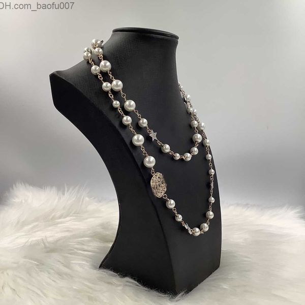 

pendant necklaces fashion designer necklace luxury jewelry long pendant sweater necklaces classic style star strings elegant pearl chain dou, Silver