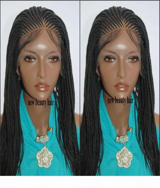 

fashion perruque box braids wig handtied cornorw braids wig for black women synthetic lace front braiding hair wig natural hairlin6962366