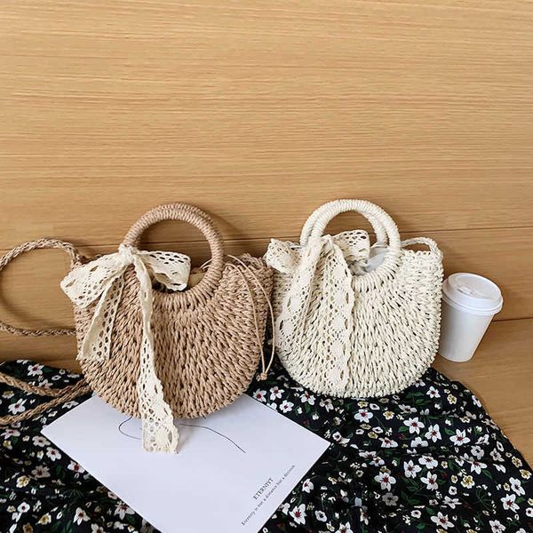 

new hand woven straw bag fashion net red women's bag single shoulder messenger women's bag sweet and versatile portable vegetable