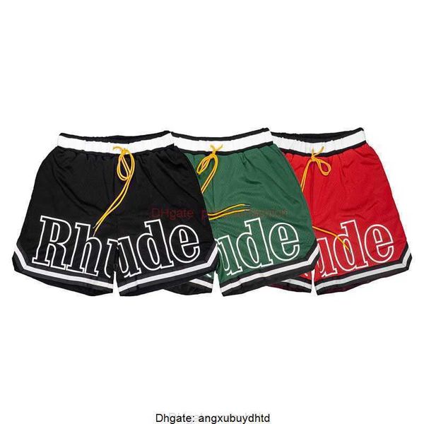 

designer short fashion casual clothing beach shorts rhude morants upper body street mesh basketball shorts summer loose fitting trend casual, White;black