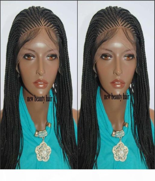

fashion perruque box braids wig handtied cornorw braids wig for black women synthetic lace front braiding hair wig natural hairlin9617014