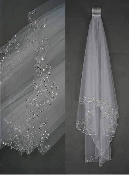 

charming veu de noiva whiteivory bridal veil two layer soft tulle wedding accessories wedding veils with crystal4404237, Black