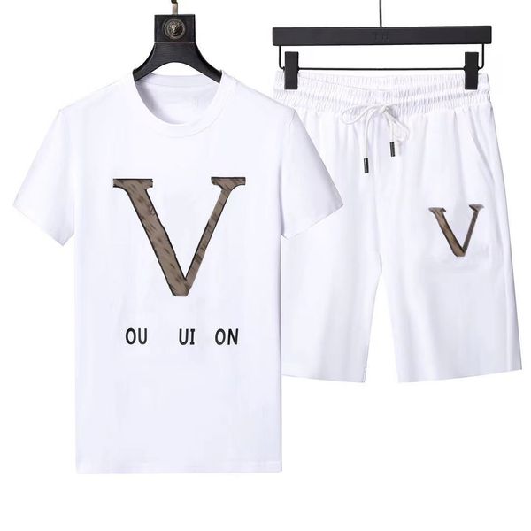 

men's tracksuits t shirt sets luxury designers embroidered letter fashion sportswear suit men clothes summer running wear t-shirt short, Gray