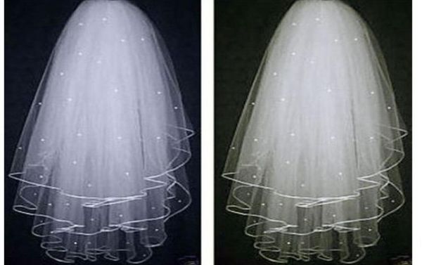 

three layers ribbon edge wedding veil with pearls comb white ivory short 3 layers bridal veil 20177873744, Black