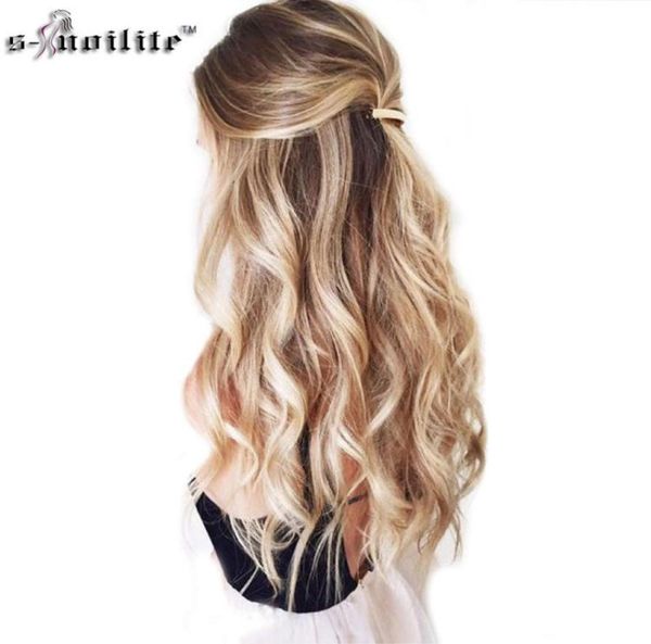 

snoilite 24inch 8pcsset straight 18 clips in false hair styling synthetic hair extensions hairpiece cosplay extension for human6349452, Black;brown