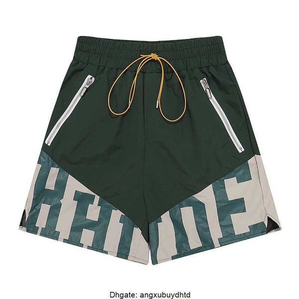

designer shorts rhude shorts summer fashion mens shorts beach pants men streetwear brand rhude patchwork color contrast printing men's, White;black