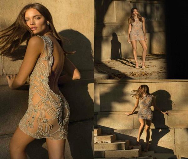 

berta 2019 cocktail dresses backless jewel neck illusion beaded prom gowns luxury formal evening dress6823915, Black