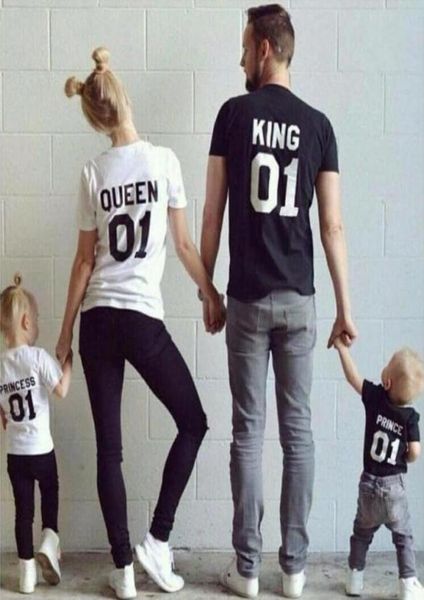 

new family king queen 01 print shirt 100 cotton t shirt mother and daughter father son clothes princess prince sets parentchild2417396, Blue