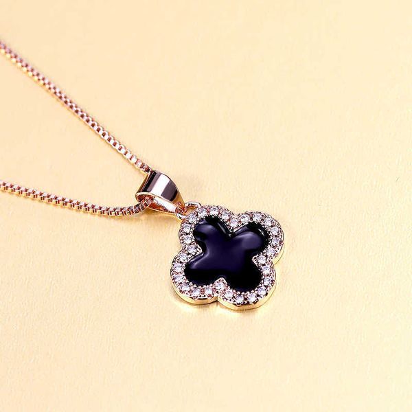 

van clover necklace designer rose gold four-leaf clover necklace with full diamond pendant women's fashion versatile trendy gift, Silver