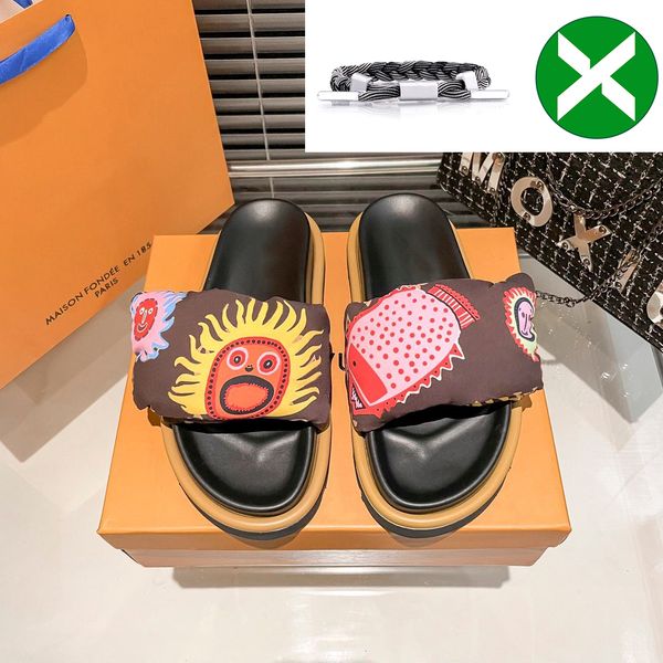 

2023 with box designer slipper luxury sandal men women shoes pool pillow comfort mules triple black pink summer fashion slides beach slipper