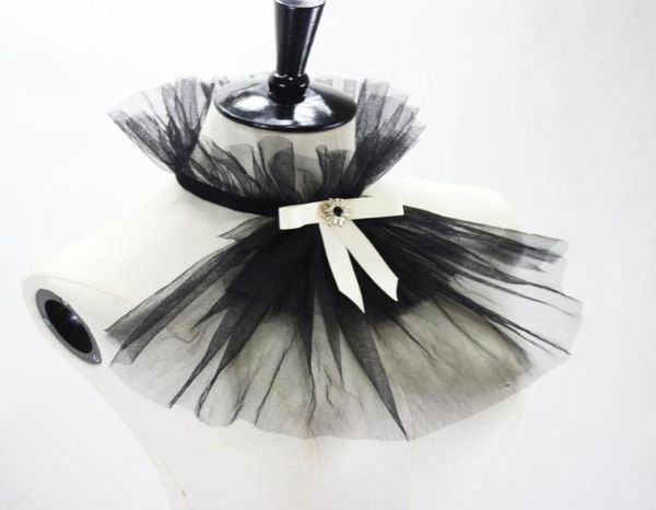 

bow ties women mesh black white fake collars ladies half shirt blouse false collar bowknots neck ruff necklace dress detachable co9956756, Black;gray