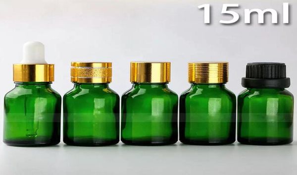 

usa market green e liquids glass bottles 15 ml green glass dropper bottles for essential oil with 4 styles cap choice7184819