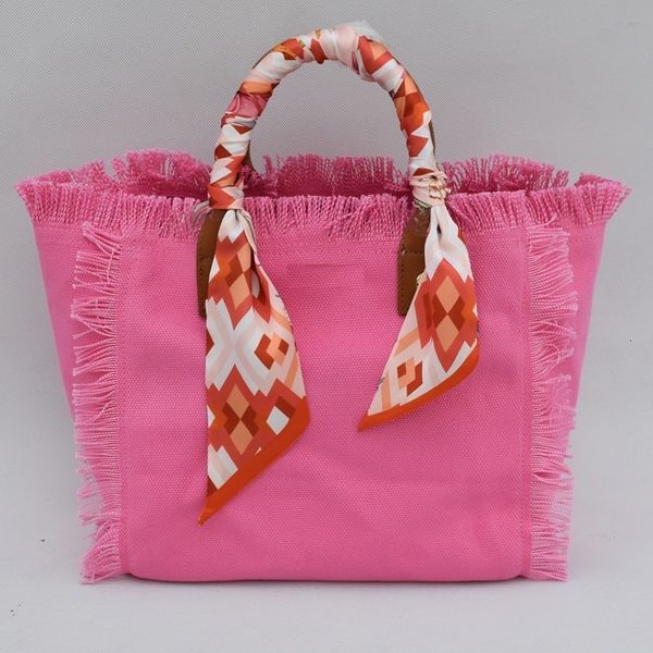 

evening bags peach pink tassel canvas hand bag loose casual 230628