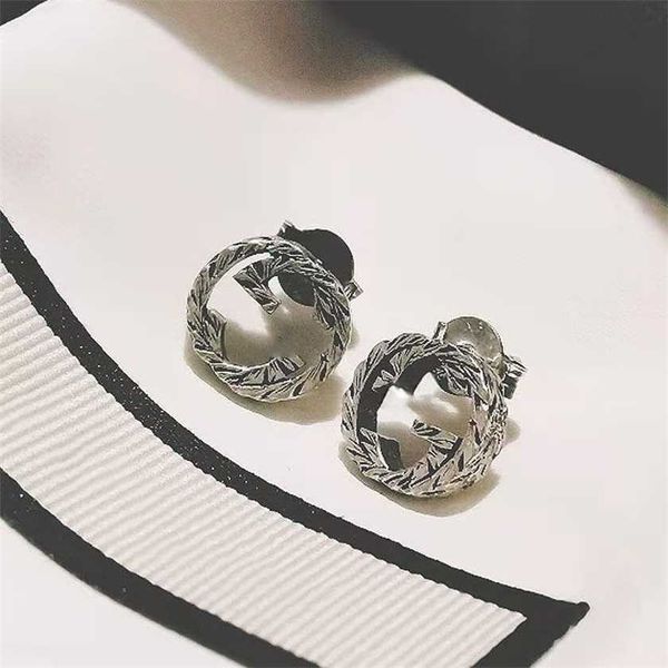 

double hemp pattern engraved earrings fashion trendy and versatile earrings for couples, Golden