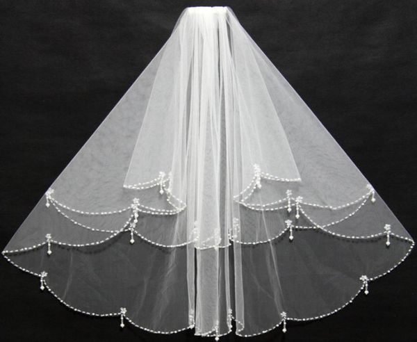 

elegant short ivory bridal veils 2019 beading edge ruffles with insert comb for wedding bride wear 110386521214, Black