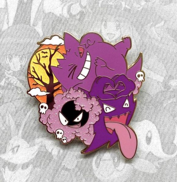 

cute happy ghost enamel pin cartoon ditto and purple gengars brooch badge9384574, Blue