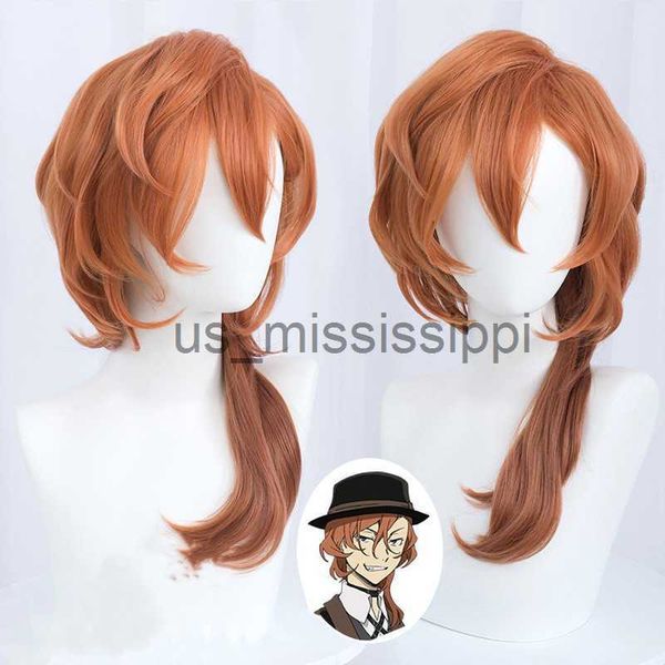 

cosplay wigs chuuya nakahara cosplay bungou stray dogs cosplay men 55cm brown wig cosplay anime cosplay wig heat resistant synthetic wigs x0, Black