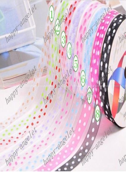 

diy material nylon organza printed ribbon candy color ribbon for gift packaging diy headband bowknot 200yroll9571622, Slivery;white
