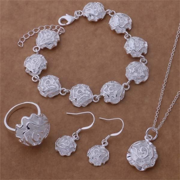 

wedding jewelry sets wholesale silver plated fashion jewelry necklace bracelet earrings rings wt196 230627, Slivery;golden