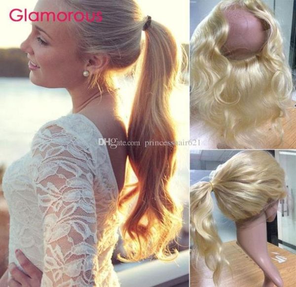

glamorous blonde hair 360 frontal 613 brazilian body wave straight human hair full lace frontal peruvian indian russian round lac8139578, Black;brown