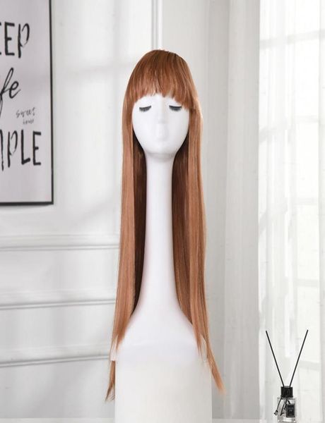 

women girls custom high temperature silk ladies long straight hair mticolor fl head set jllpmj9595399, Black;brown