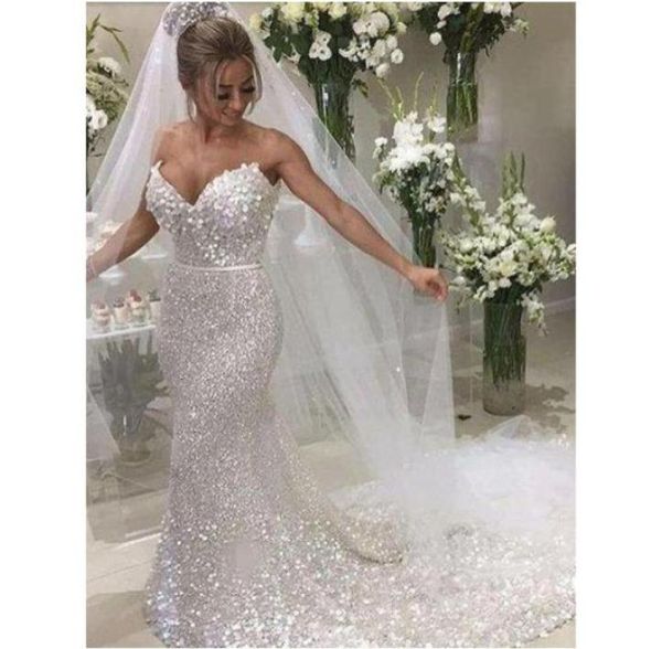 

sparkle white sequin strapless mermaid wedding dresses 2020 luxury plus size illusion wedding dress bridal gowns vestidos de 3224739