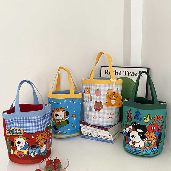 

yee / illustration small bucket versatile large capacity handbag bento bag