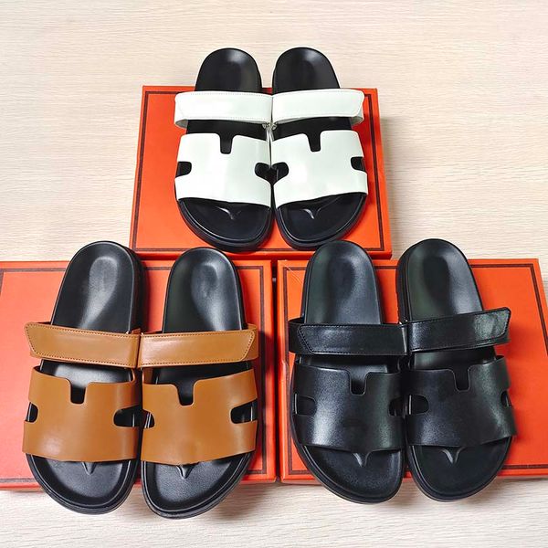 

designer chypre slipper sandal slides beach shoes classic flat sandals luxury summer lady leather flip flops black sandals men women slipper