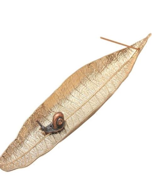 

creative retro copper bodhi leaf incense stick burner handmade incense holder home decor zen censer snails for gift6222834
