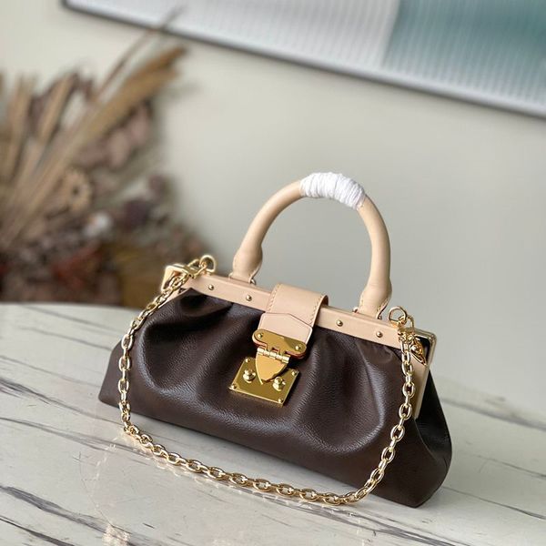 

bag genuine clutch bag chain bag handbag leather shoulder designer 28cm with knockoff women delicate luxury box yl206