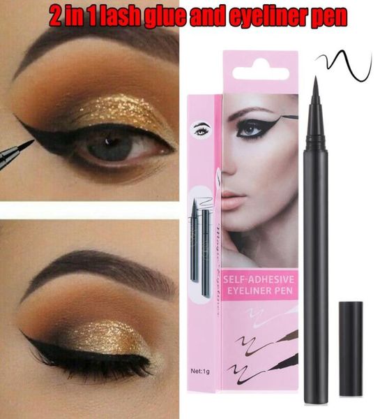 

2 in 1 magic selfadhesive black eyeliner magnetic liquid quickdrying sticky liquid eyelashes no glue needed eye liner pen9579584