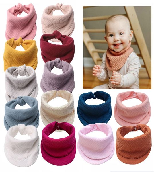 

15 colors whole baby cotton bibs infant soft burp cloths feeding lunch bib towel triangle scarf double button new6489436