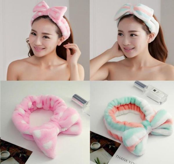

shower headbands coral fleece elastic hairbands wash face cosmetic headband spa bath headwear make up accessories 37 designs dw6123087000, Slivery;white