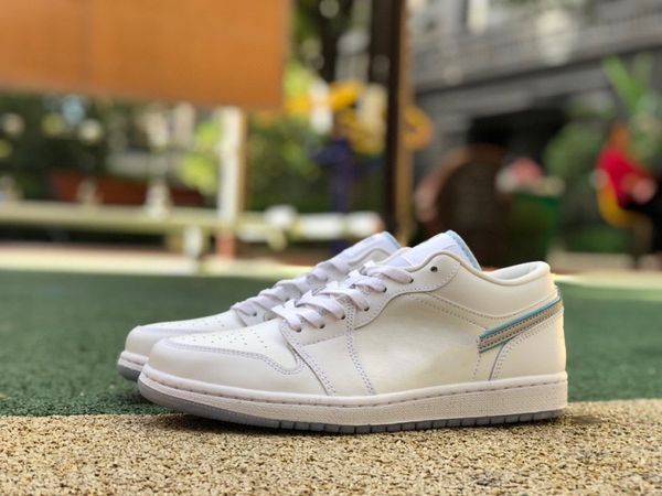 

1 1s white gray silver reflective men's and women's grass pomegranate low sneakers fb1874-101 womens mens size us 4y-12 eur 36-46
