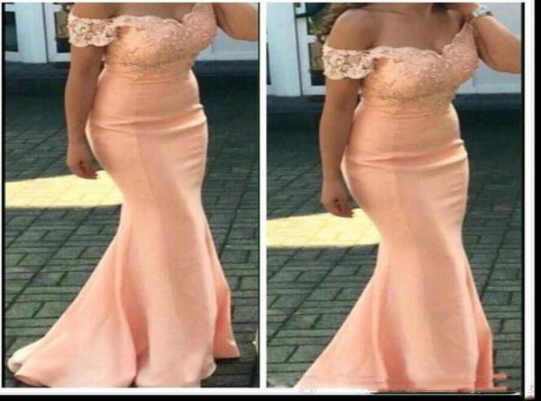 

new off the should bridesmaid dresses for wedding lace appliques mermaid plus size formal maid of honor gowns wedding guest 2368559, White;pink