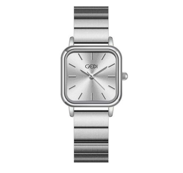 

simple temperament, steel belt, women's niche, light luxury, high-end sense, personalized square plate, waterproof quartz watch, Slivery;golden