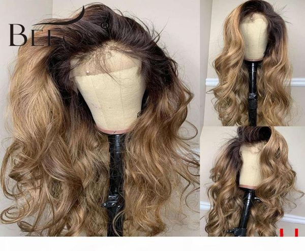 

honey blonde 180 360 lace front human wig body wave ombre color pre plucked baby hair bleached knots brazilian remy1538883, Black;brown